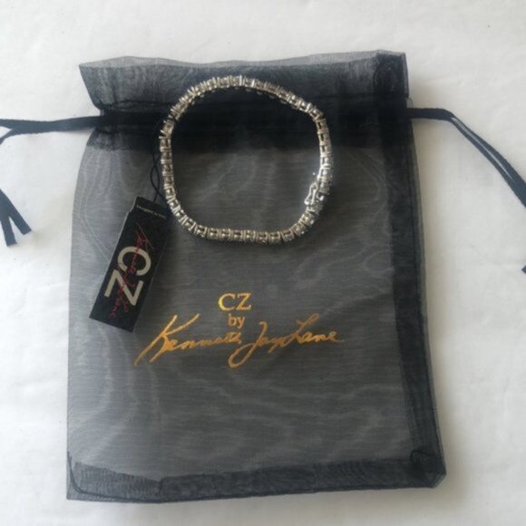 KENNETH JAY LANE Rhodium Plated Round CZ Tennis Bracelet CZ 7" long - Picture 10 of 12